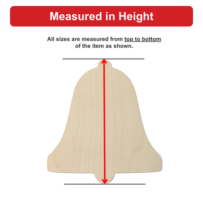 a bell-shaped object, which is being measured in height. The bell is shown from top to bottom, and the measurement is taken from the top to the bottom of the bell.