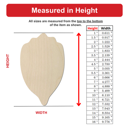 The image is a diagram that shows the relationship between the height and width of an item, with a table providing the corresponding measurements.
