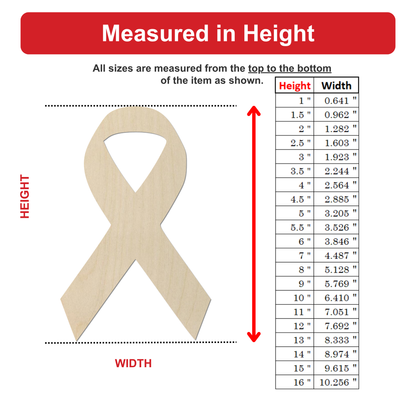 The image is a diagram that shows the measurements of a ribbon in inches, with the height and width of the ribbon displayed.