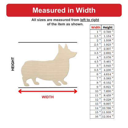 The image is a woodcut of a dog, with measurements provided for different sizes.