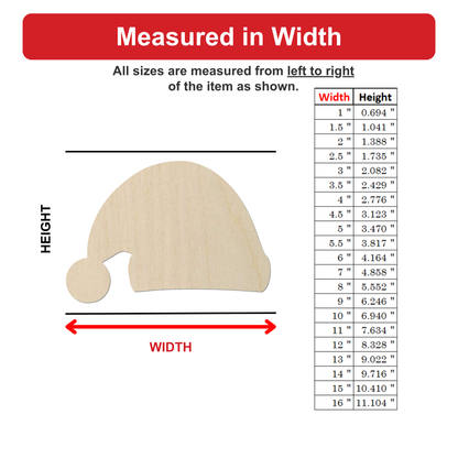 The image is a wood hat with measurements listed next to it, indicating the width of the hat in inches.
