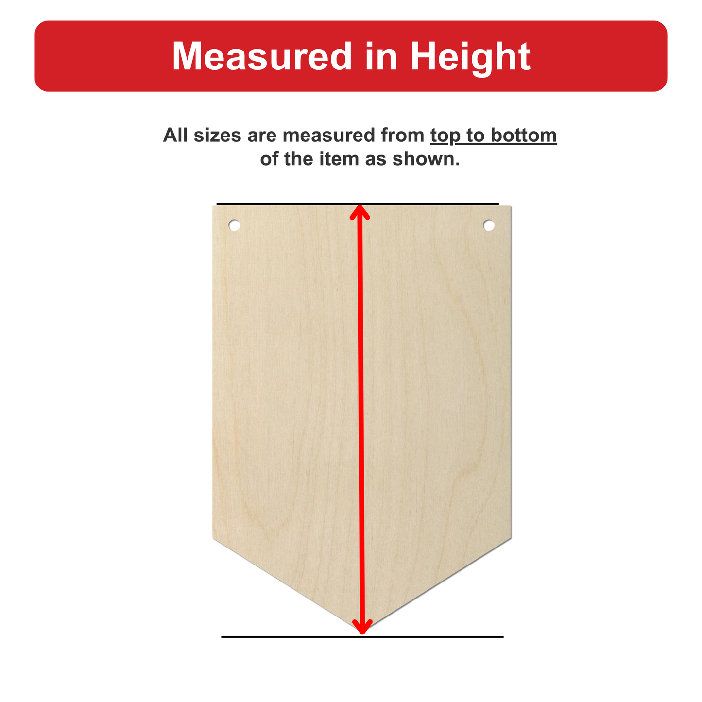 a piece of wood with a red line drawn on it, indicating the measurements of the item.
