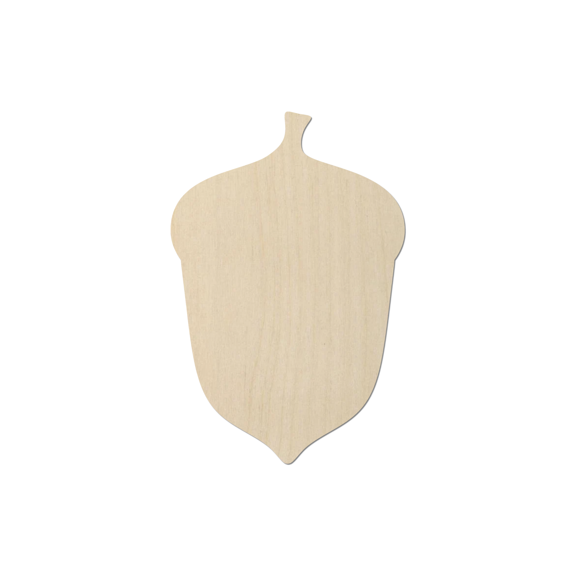 A simple, light-colored acorn-shaped object against a white background.