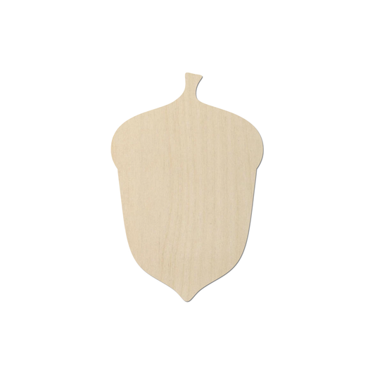 A simple, light-colored acorn-shaped object against a white background.