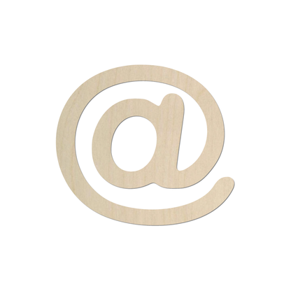 a wooden symbol resembling an "@" or email symbol.