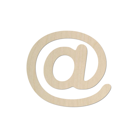 a wooden symbol resembling an "@" or email symbol.
