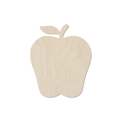 A simple, light-colored wooden apple shape.