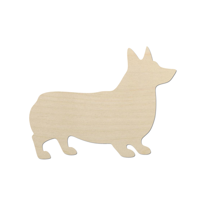 A wooden silhouette of a dog.