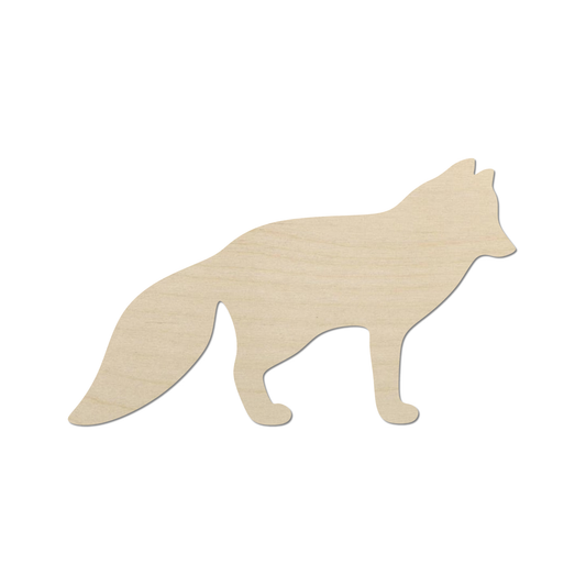 A simple silhouette of a fox against a white background.
