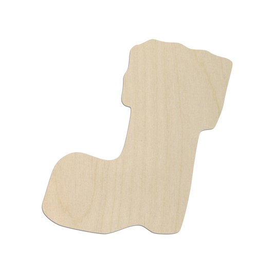 A simple, light-colored wooden object resembling a shoe or boot shape.