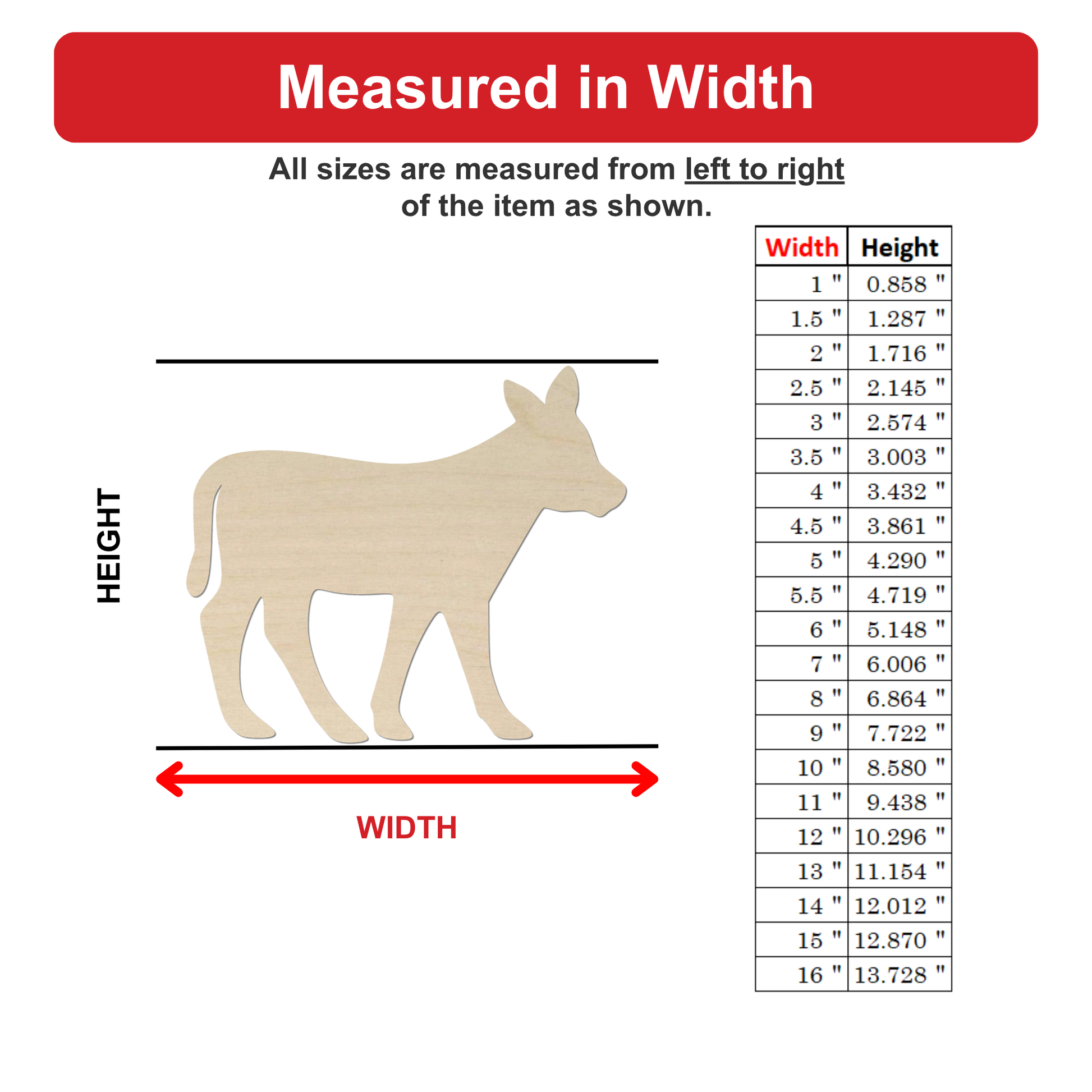 The image is a wood carving of a deer, and it is being measured in width. The deer is shown from the left to the right, and the width is being measured along the bottom of the image.