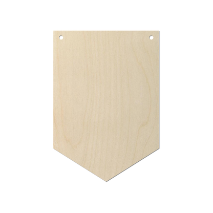 a wooden banner with a simple, unadorned design.