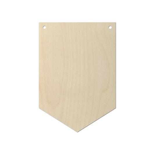 a wooden banner with a simple, unadorned design.