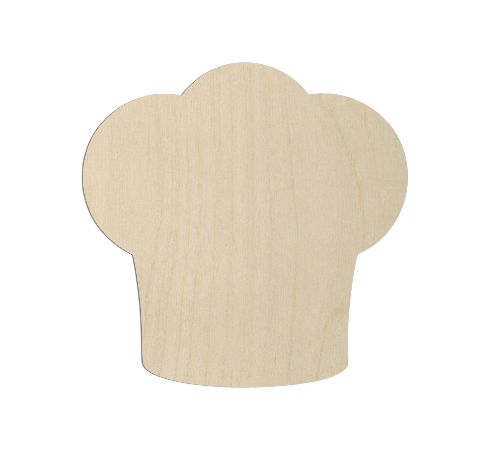 A simple, light-colored wooden chef's hat shape.
