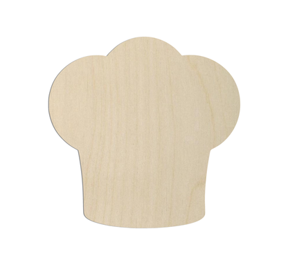 A simple, light-colored wooden chef's hat shape.
