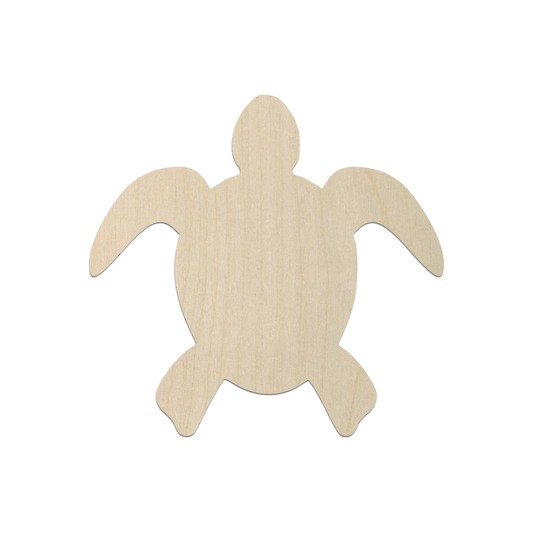 A simple, light-colored wooden turtle figure is shown against a white background.
