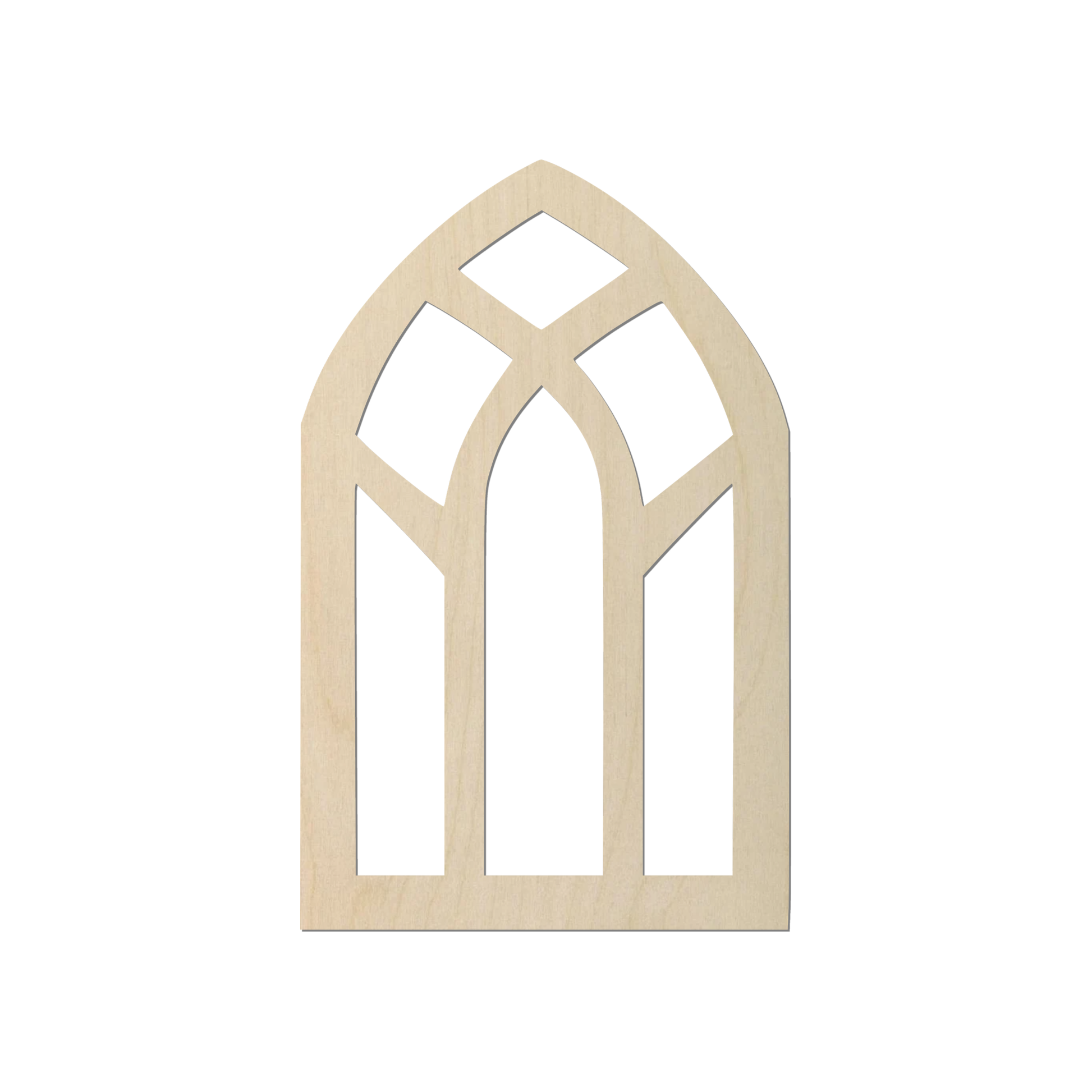 A simple wooden archway with three arched openings.
