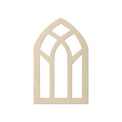 A simple wooden archway with three arched openings.