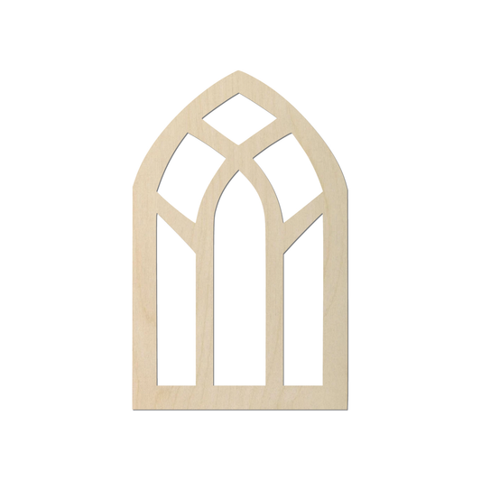 A simple wooden archway with three arched openings.