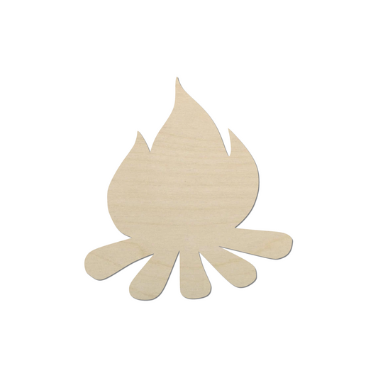 A simple, stylized silhouette of a campfire or campfire shape.