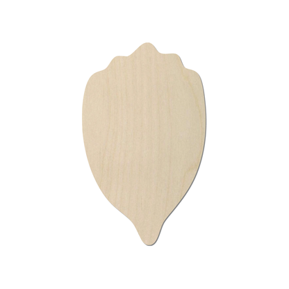 A light-colored wooden object resembling a flower or leaf shape.