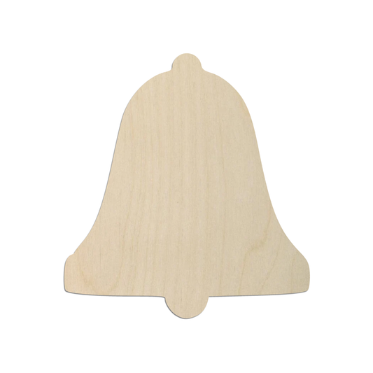 A light-colored wooden bell-shaped object is shown against a white background.