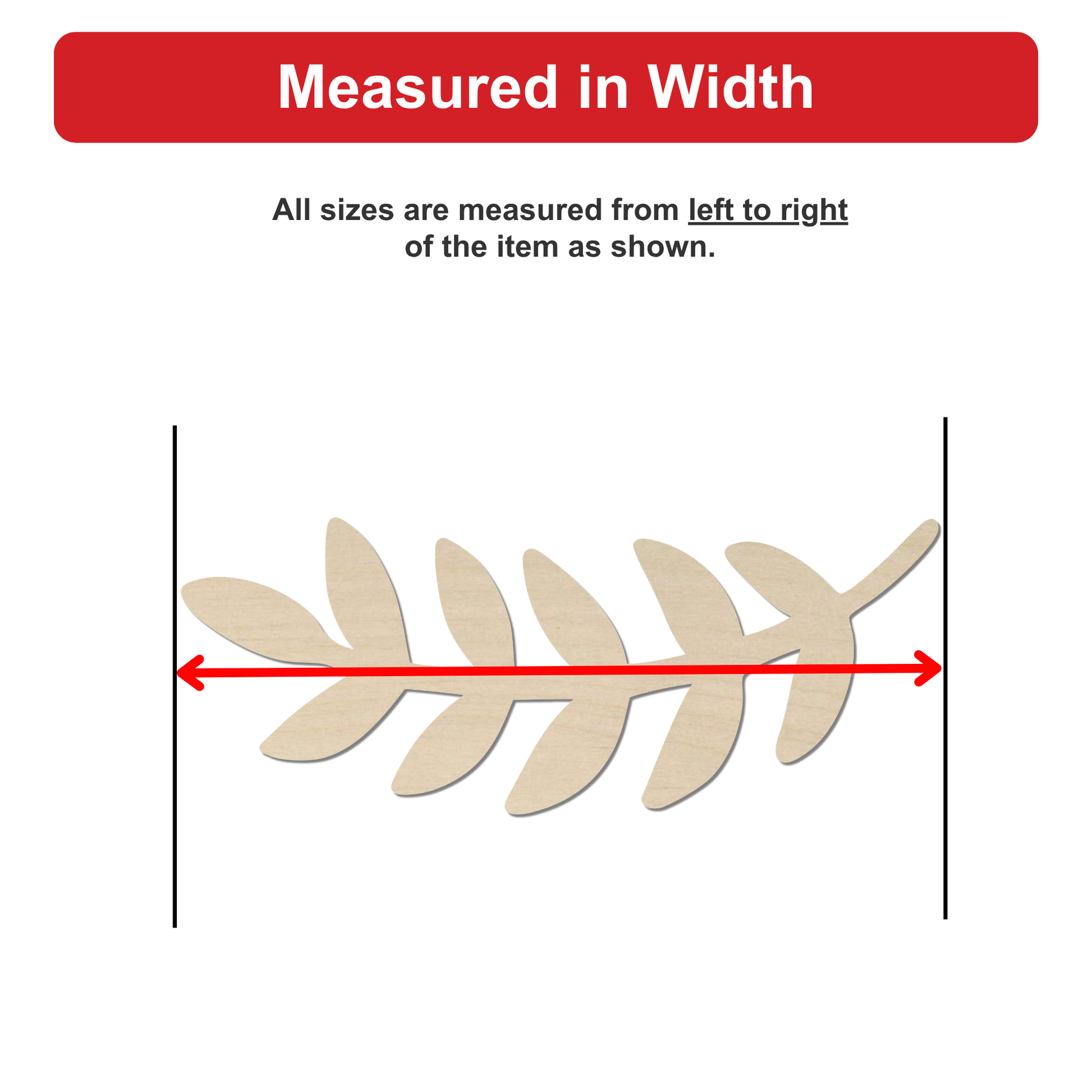 a leaf-shaped object, which is being measured in width.