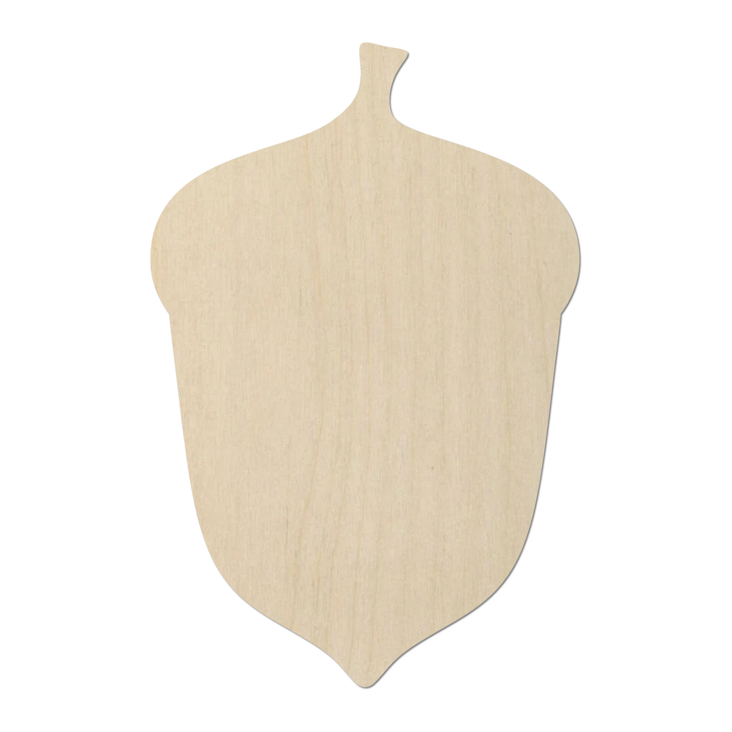 A simple, light-colored acorn-shaped object is shown against a white background.